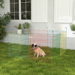 PawHut Pet Playpen Crate, with Eight Panels, Door, for Indoors and Outdoors, 60H x a156cm