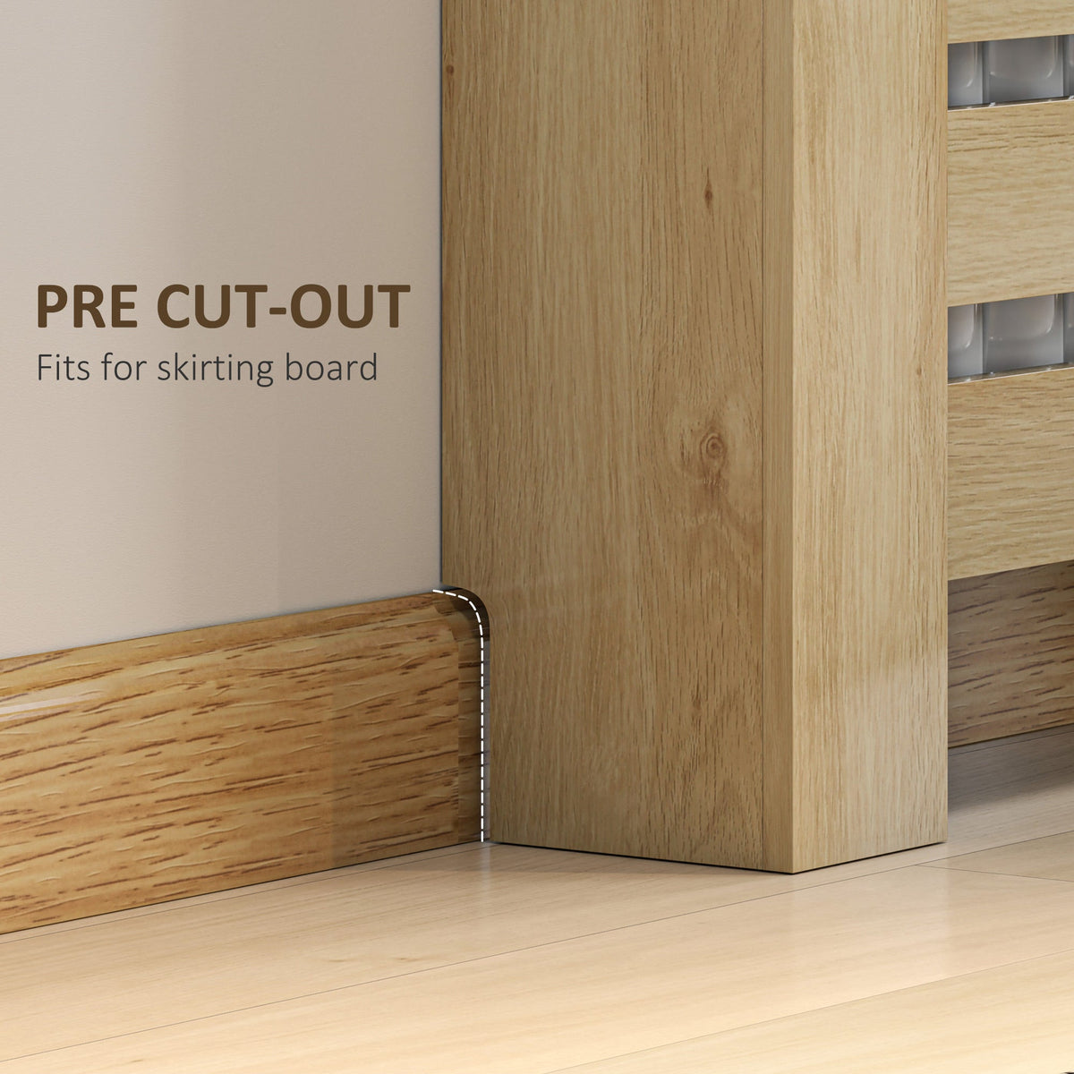 HOMCOM 95.5H x 111Wcm Radiator Cover, with Drawer - Oak