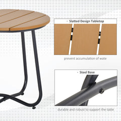 Outsunny Round Outdoor Side Table Adjustable Leg Pads Garden Table 49 x 49 x 48 cm Natural Wood & Black - product image 4