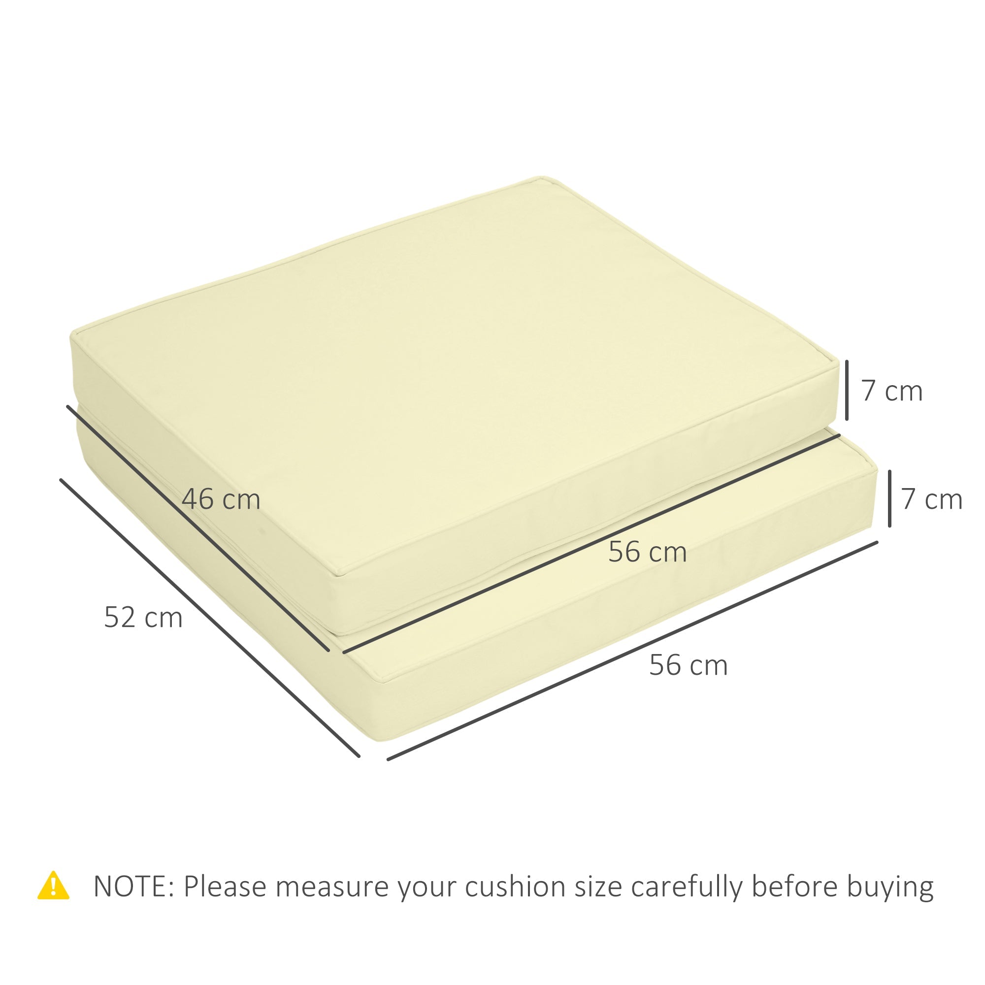 Outsunny 2-Piece Garden Seat and Back Cushion Set, Replacement Cushions for Outdoor Furniture with Seat Cushion and Back Cushion, Cream White