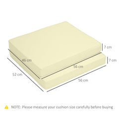 Outsunny 2-Piece Garden Seat and Back Cushion Set, Replacement Cushions for Outdoor Furniture with Seat Cushion and Back Cushion, Cream White