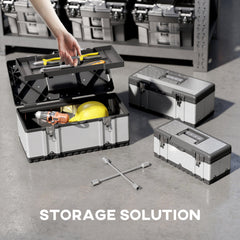 HOMCOM 3 Pieces Stainless Steel Toolbox Set, 23"/ 19"/ 16"