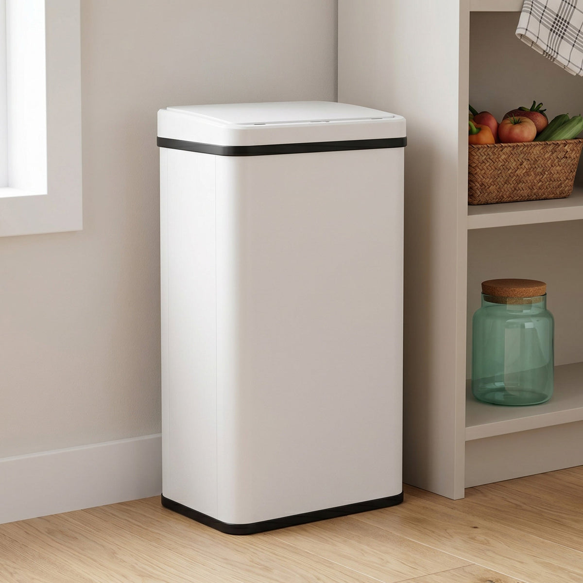 HOMCOM 40L Sensor Bin with Soft-Close Lid, Stainless Steel Automatic Touchless Motion Sensor Kitchen Bin, White