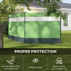 Outsunny Camping Windbreaker with Clear Windows and Steel Poles, for Beach Caravan Campervan, 440 x 140cm, Army Green
