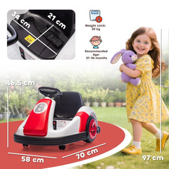 AIYAPLAY Kids Bumper Car with 360-Degree Rotation, 6V Electric Ride On Car with Music and Horn for 3-8 Years Old, Red
