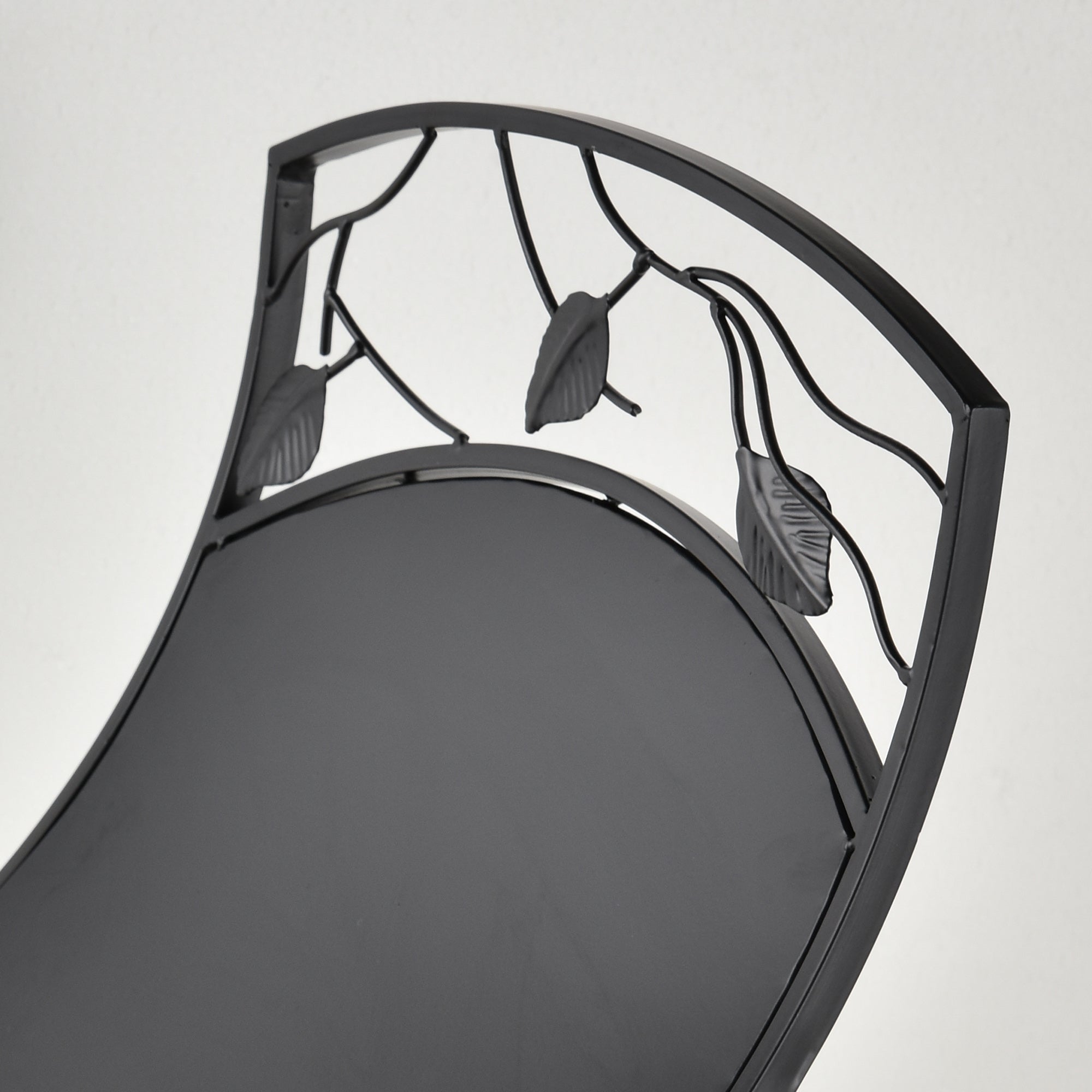 Outsunny Metal Arced Firewood Log Holder Indoor Outdoor Folding Firewood Rack Fireplace Wood Storage Shelf w/ Leaf Pattern Design, Black, 43.5W x 36.5D x 41H cm