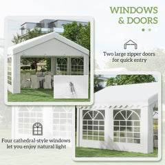 Outsunny 4m x 4m Marquee Party Tent, Heavy Duty Wedding Canopy with Sidewalls, Doors, Windows, Galvanised Garden Gazebo for Parties Events, White