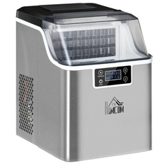 HOMCOM 3.2L Compact Ice Machine, with LCD Screen and Accessories - Silver-Tone
