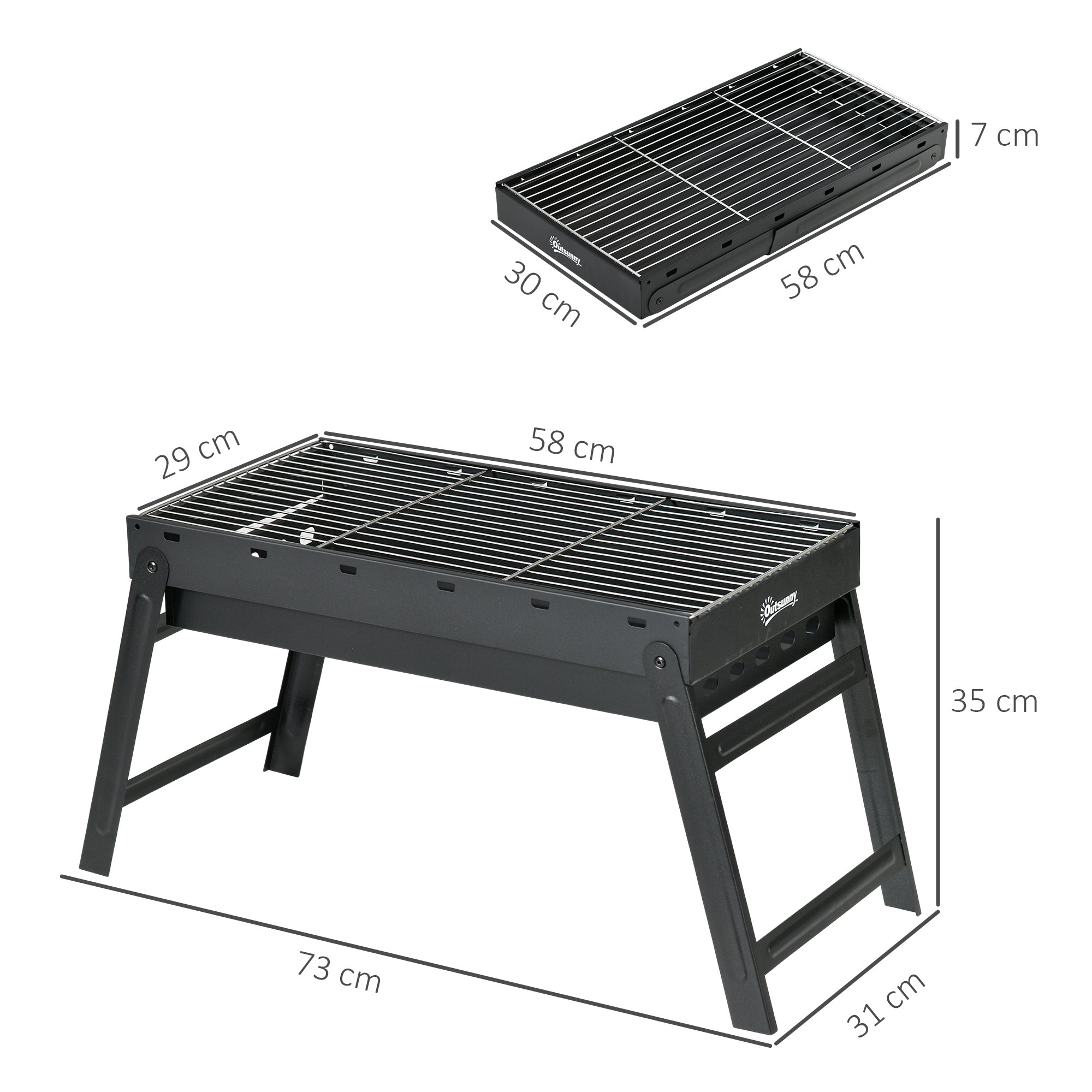 Outsunny Foldable Charcoal Grill - Black