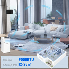 HOMCOM 9000 BTU Air Conditioning Unit, 3-in-1 Portable Air Conditioner, Dehumidifier, Cooling Fan with Remote Control, Digital Display, 2 Speeds, 24H Timer, Window Venting Kit, 28m²