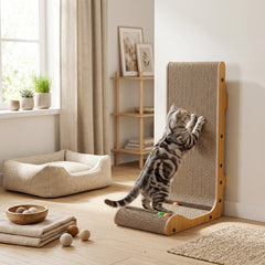 PawHut Cat Scratching Board Wall Mounted Cat Scratcher Corrugated 3 Toy Balls 39 x 23.5 x 57.5 cm Brown