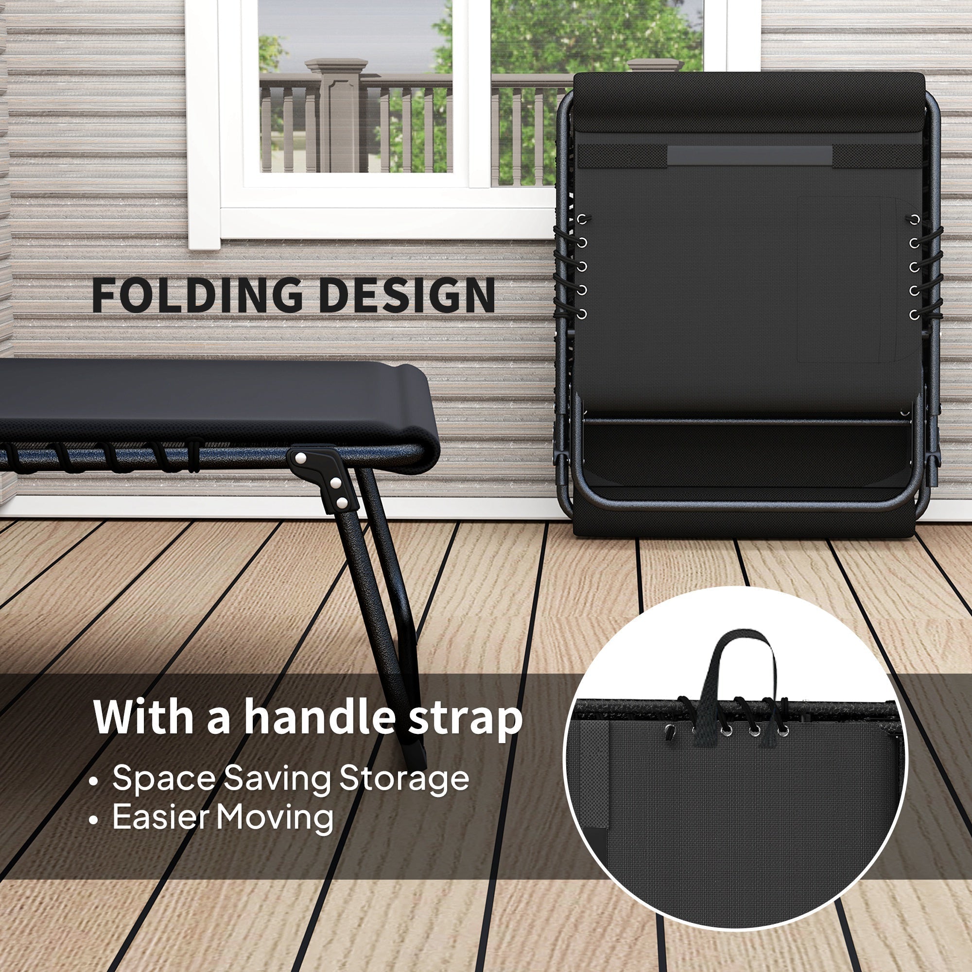 Outsunny Set of Two Reclining Sun Loungers - Black