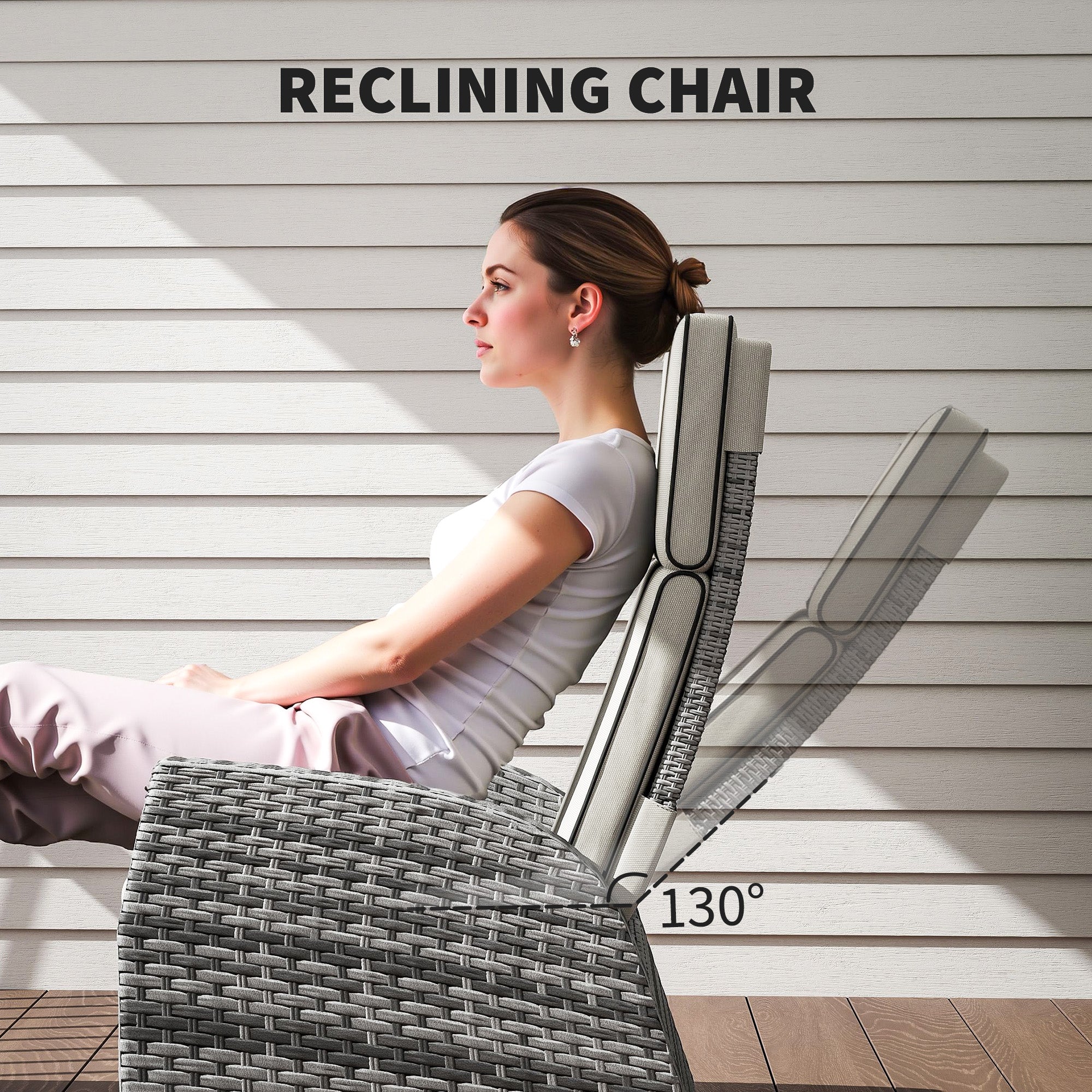 Outsunny 5-Piece Rattan Garden Furniture Set with Cushions - Grey