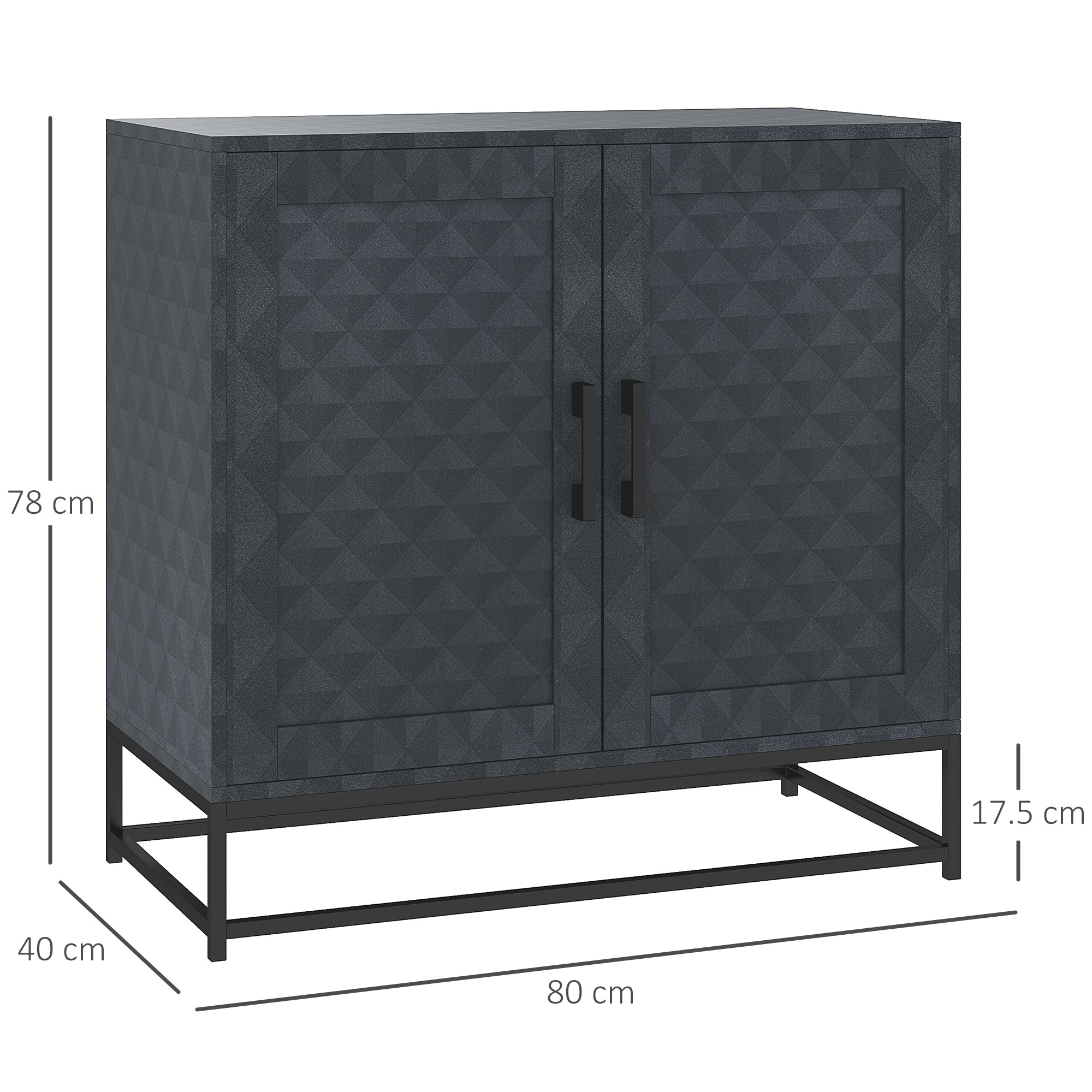 HOMCOM Modern Sideboard, Freestanding Sideboard Storage Cabinet with Adjustable Shelf and 2 Doors for Living Room, Black