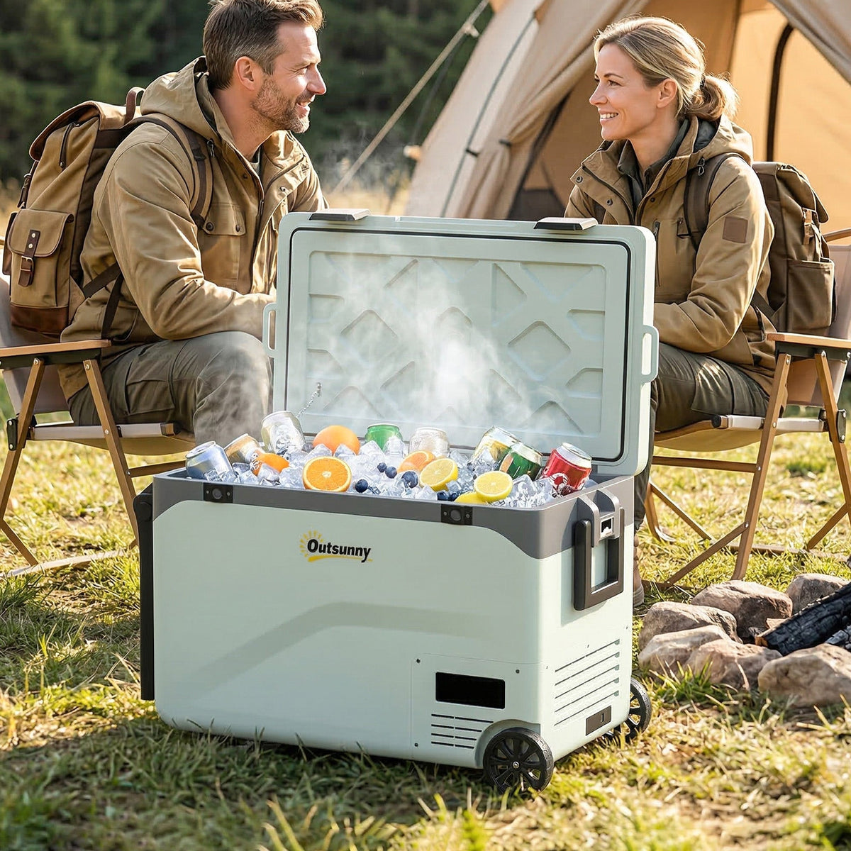 Outsunny 42.5L Compressor Car Fridge Freezer, Camping Refrigerator with App Control, 20°C-20°C