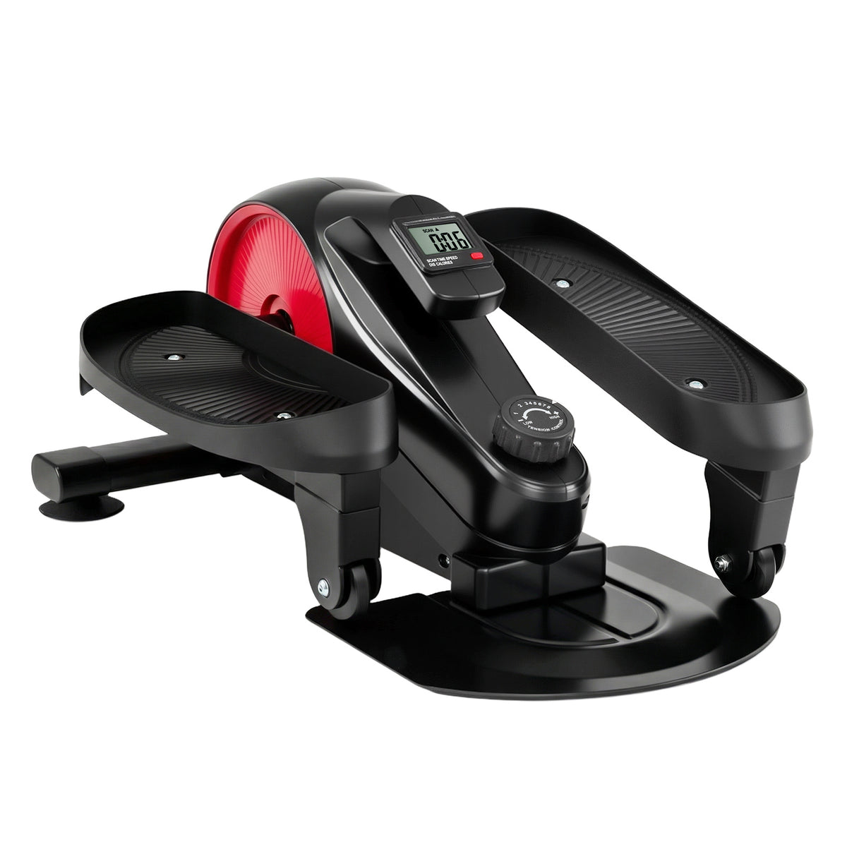 Under Desk Elliptical Pedal Exerciser Adjustable Magnetic Resistance-Red