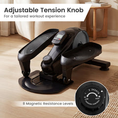 Under Desk Elliptical Pedal Exerciser Adjustable Magnetic Resistance-Silver