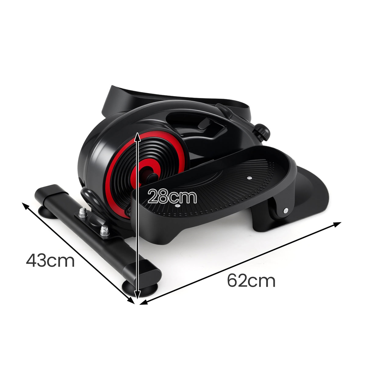 Under Desk Elliptical Pedal Exerciser Adjustable Magnetic Resistance and Whisper Quiet-Red