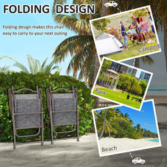 Outsunny Set of Two Folding Garden Chairs, with Fabric Mesh Seats - Grey