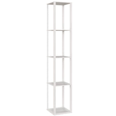 HOMCOM RGB LED Floor Lamp with Shelves, Modern Dimmable Standing Lamp with Remote Control, Adjustable Brightness & Speed for Living Room, Bedroom, Office, White