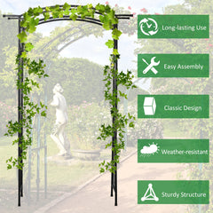 Outsunny 211cm Height Metal Garden Arch Arbor for Wedding Decor for Climbing Plants and Outdoor Decoration