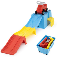 Up and Down Roller Coaster Expandable Roller Coaster Kids Ride on Toy with Storage Box-Blue