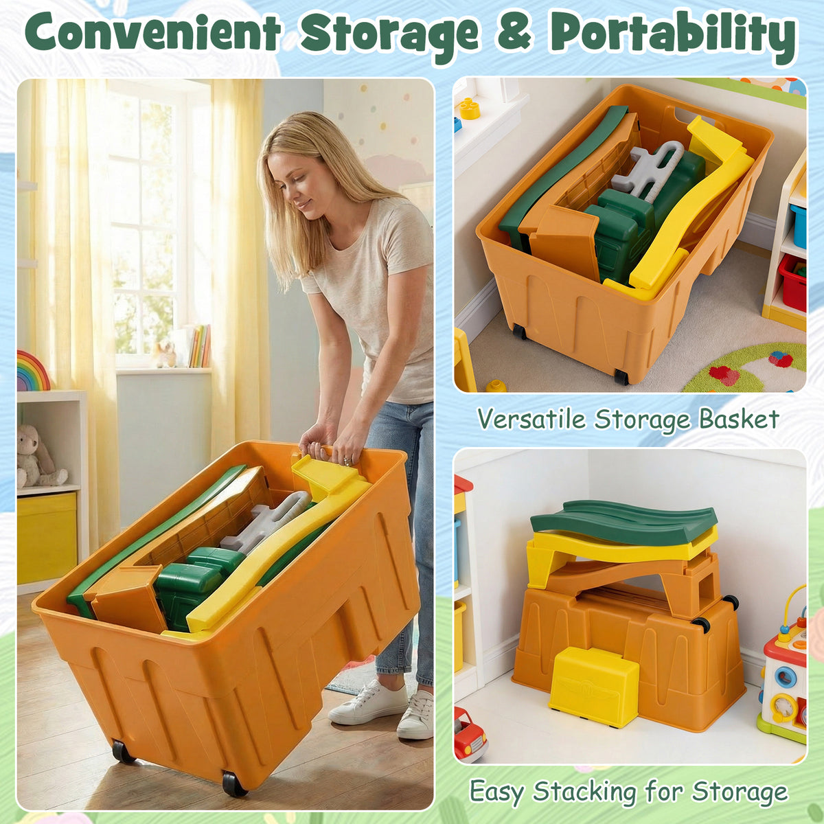 Up and Down Roller Coaster Expandable Roller Coaster Kids Ride on Toy with Storage Box-Coffee