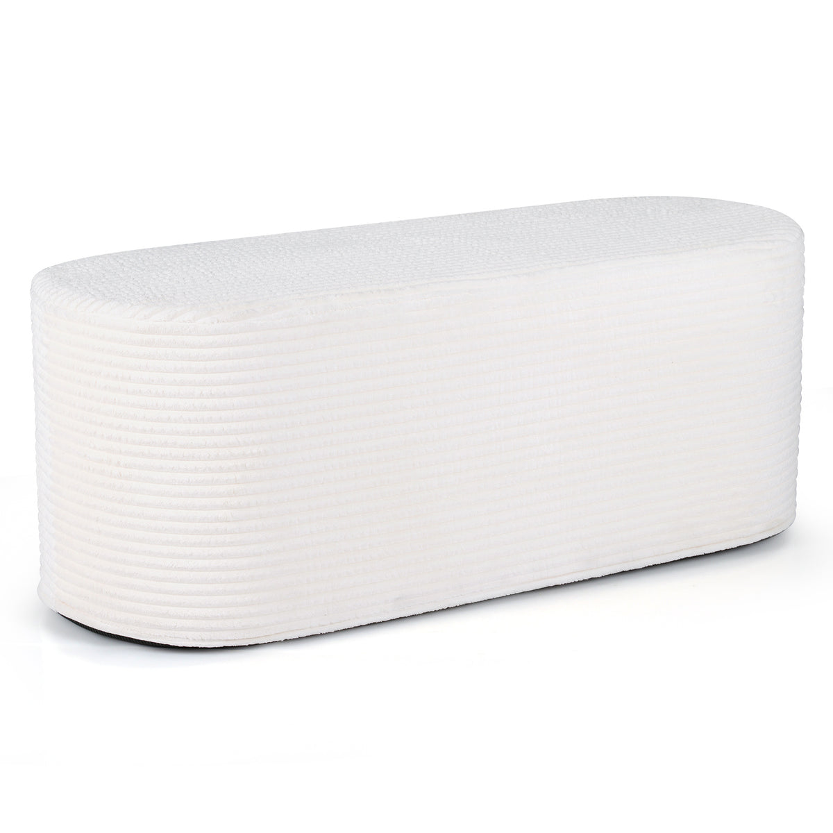 Upholstered Ottoman Bench 120CM Modern End of Bed Stool with Corduroy Fabric-White