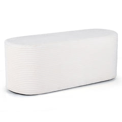 Upholstered Ottoman Bench 120CM Modern End of Bed Stool with Corduroy Fabric-White