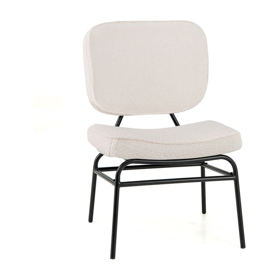 Upholstered Accent Chair with Sponge Padding and Adjustable Foot Pads-White