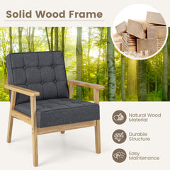 Modern Accent Chair with Rubber Wood Armrests -Grey