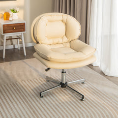Comfortable beige office chair placed in a stylish room with a side table