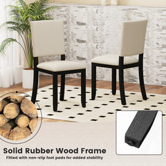 Upholstered Dining Chairs Set of 2 with Soft Padded Seat and Solid Wood Frame-Beige