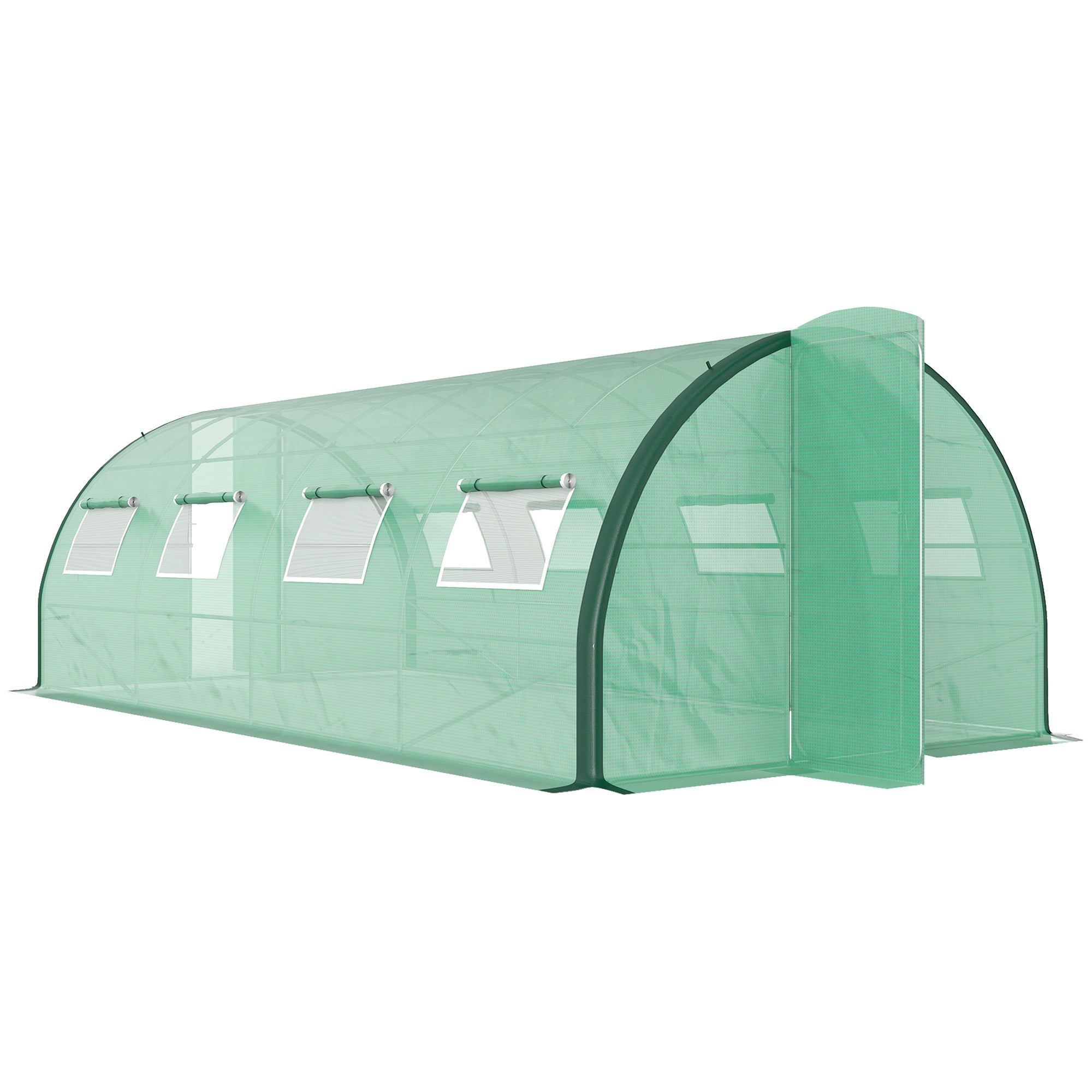 Outsunny Polyethylene Upgraded Structure Walk-in Polytunnel Greenhouse, 6 x 3(m), Green