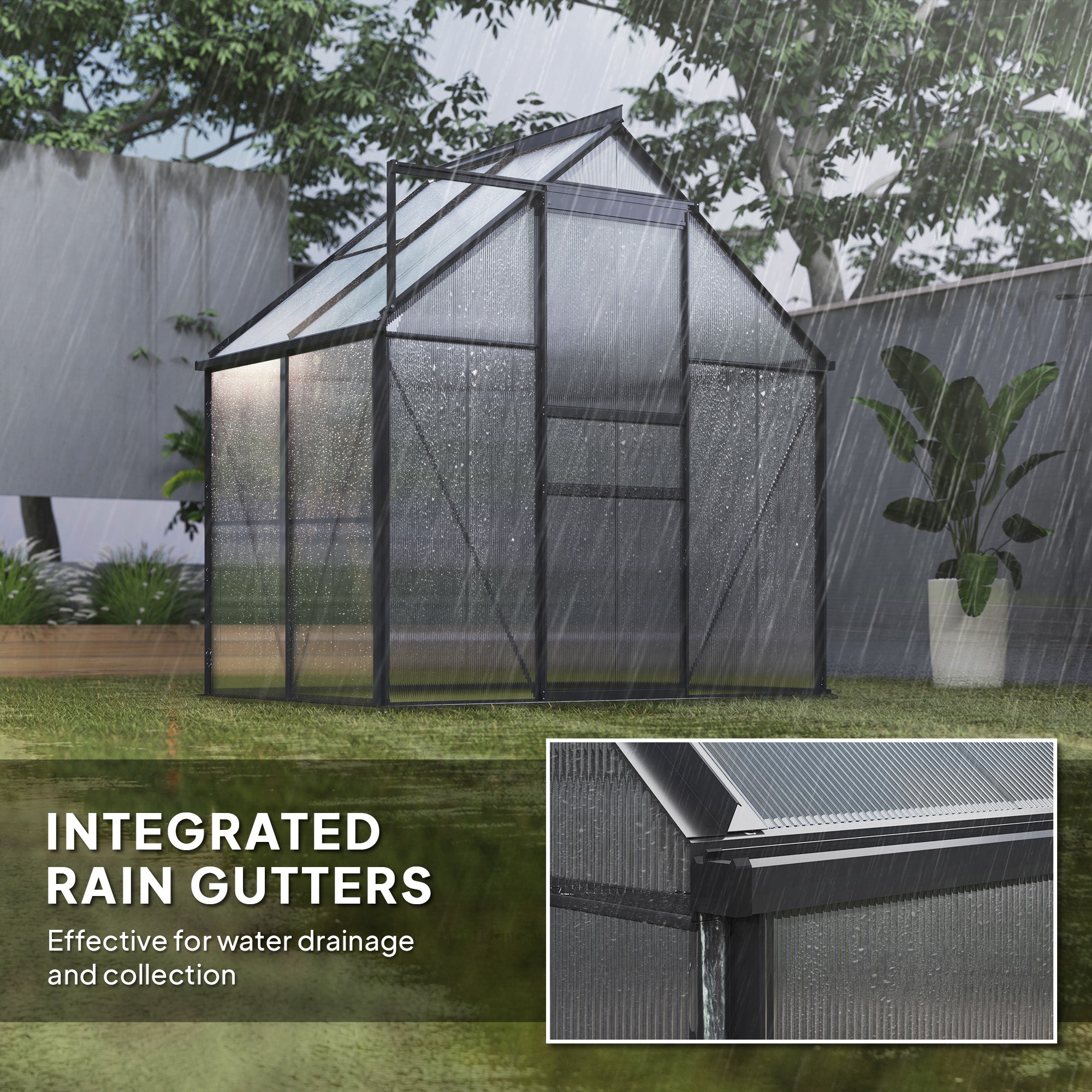 Outsunny 192.5 x 131cm Walk-In Polycarbonate Greenhouse
