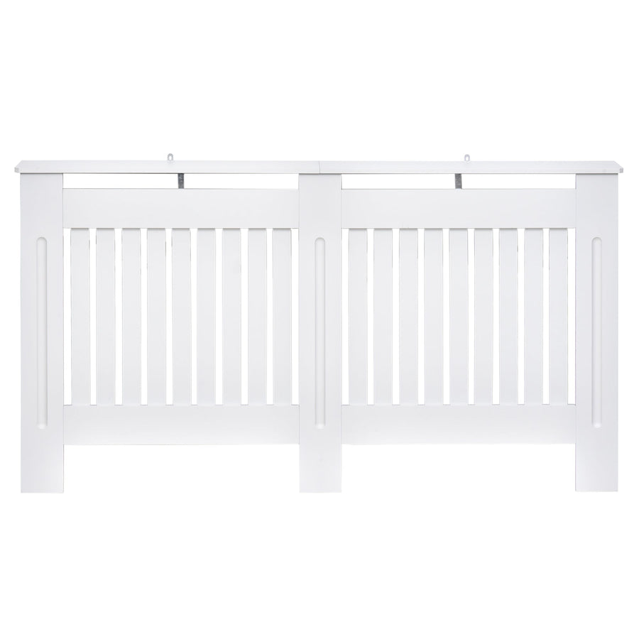 HOMCOM Slatted Radiator Cover Painted Cabinet MDF Lined Grill in White (152L x 19W x 81H cm)