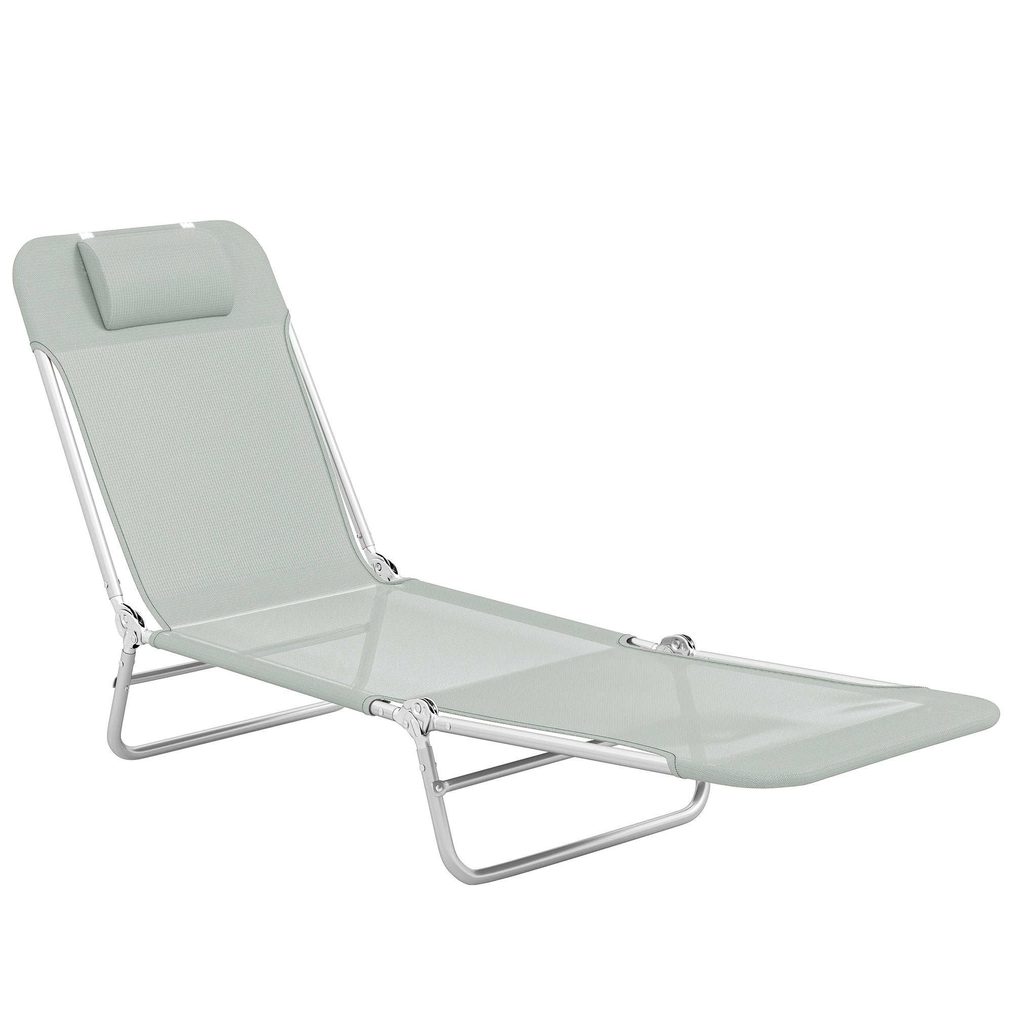 Outsunny Steel Frame Sun Lounger, with Reclining Back - Light Grey