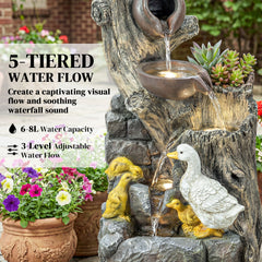 Outsunny 5-Tier Outdoor Waterfall Fountain, Freestanding Self-Contained Cascading Water Feature Garden Landscape