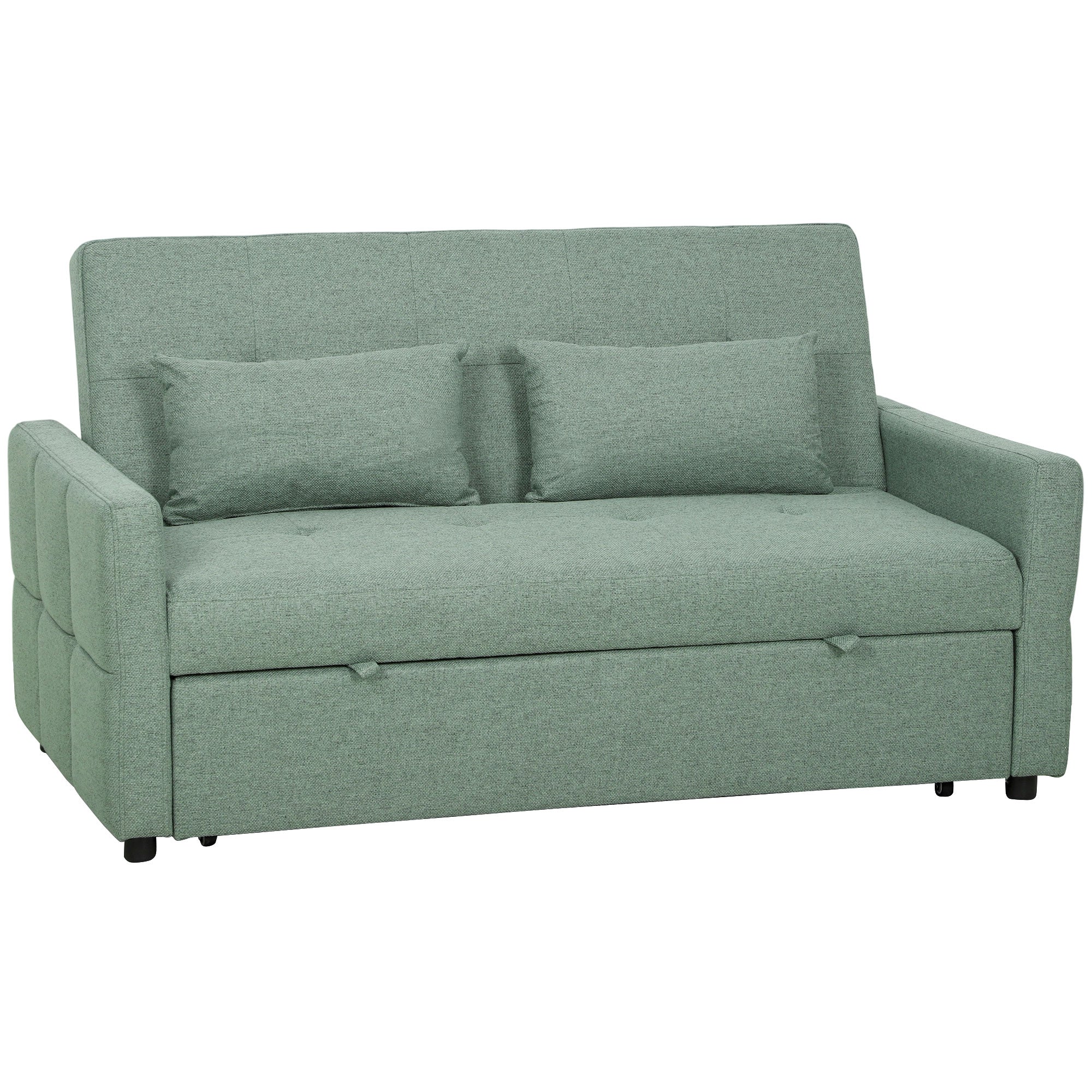 HOMCOM Three-Way Two-Seater Sofa Bed - Green