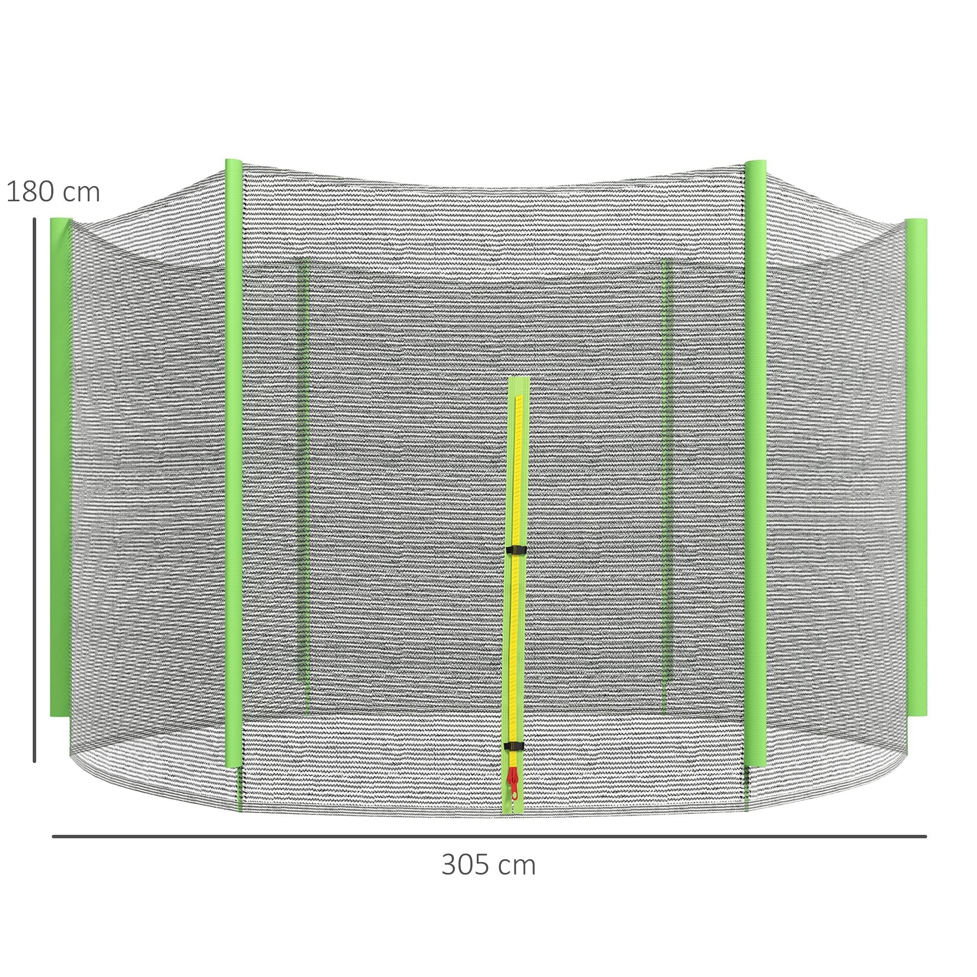 SPORTNOW 10ft Trampoline Net Replacement with 6 Plastic Pole Covers, Weather-Resistant Trampoline Netting Replacement with Zipped Entrance, Poles Not Included, Green