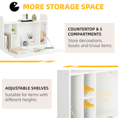 HOMCOM Wall Mounted Table, Drop Leaf Floating Laptop Desk with Space Saving Storage Compartments for Home Office and Study, 77cm x 20cm x 51cm, White
