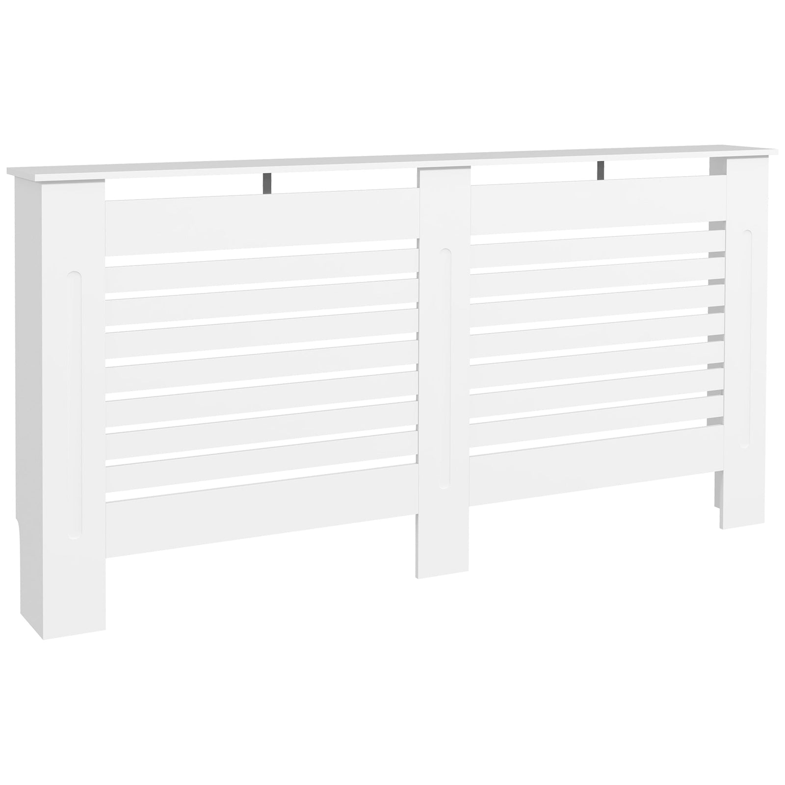 HOMCOM Radiator Cover, Modern MDF White Painted Cabinet with Horizontal Slats for Living Room, Bedroom, 152L x 19W x 81H cm