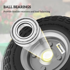 Outsunny Set of 4 Pneumatic Wheels, 10" Wheelbarrow Wheels Replacement for Barn Carts, Hose Carts, Garden Carts, Sack Trucks, Black