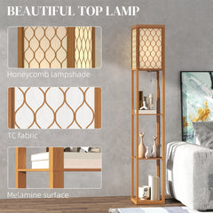 HOMCOM Three-Shelf Standing Lamp - Natural