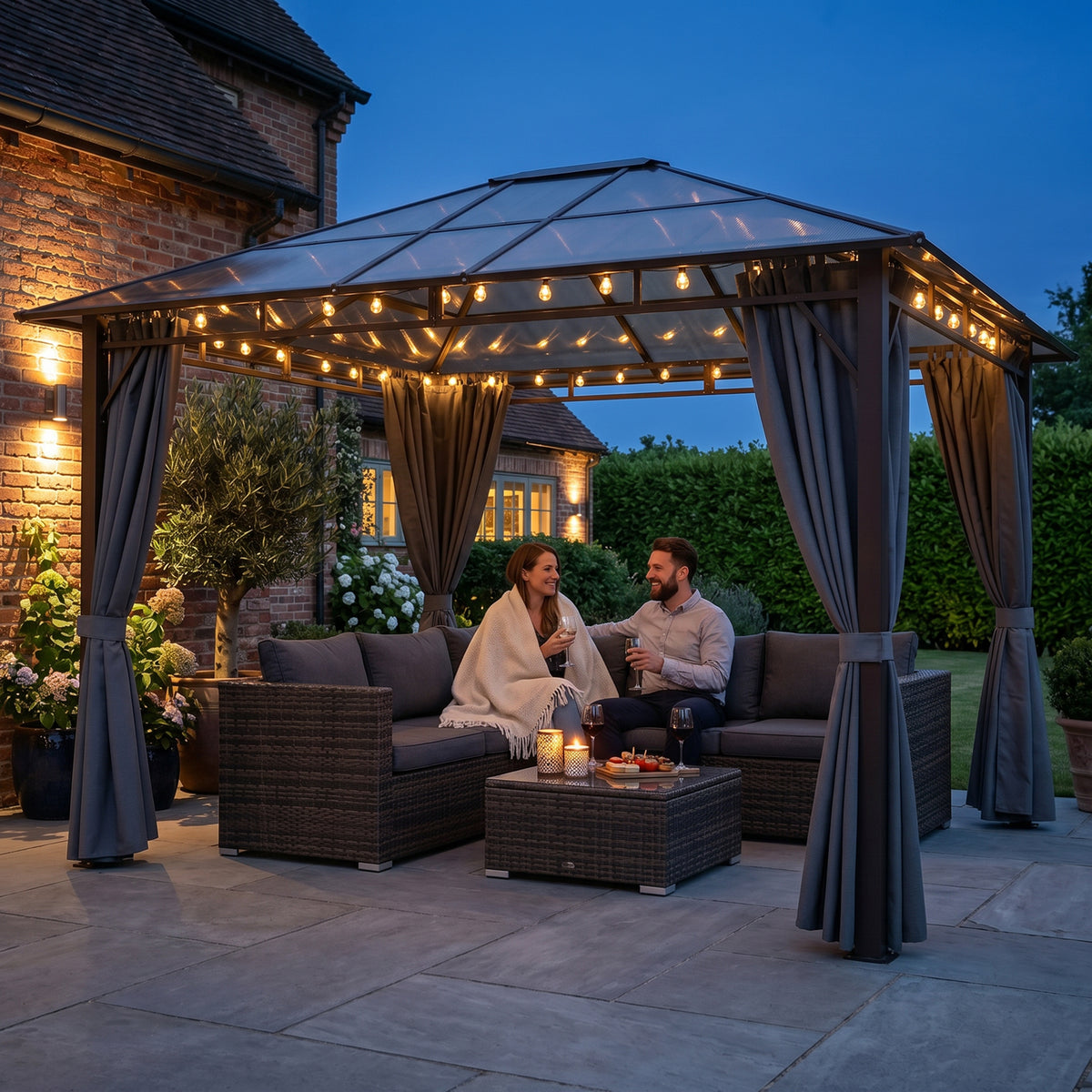 Outsunny Hardtop Gazebo Canopy in Dark Grey, image 2