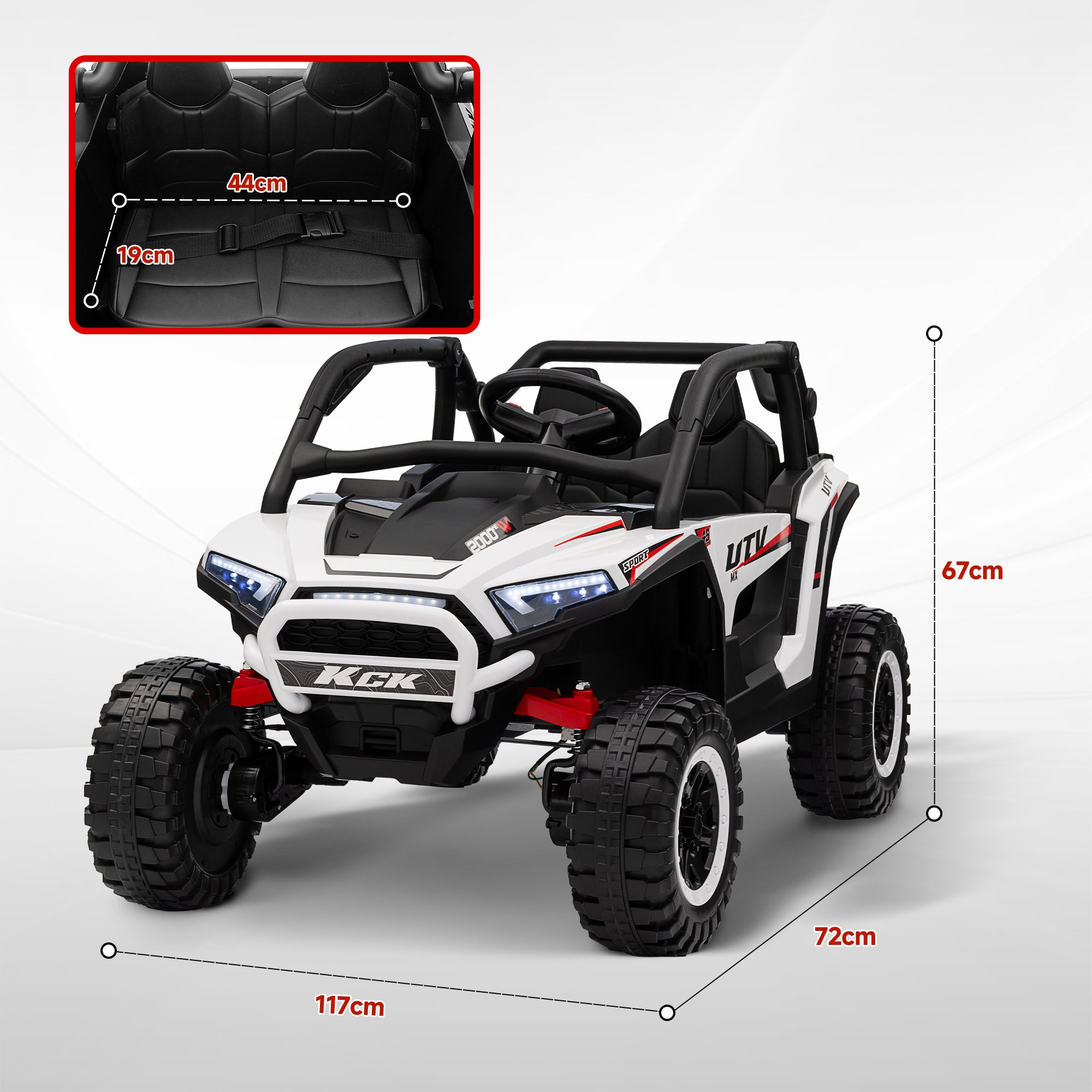 AIYAPLAY 2 Seater 24V 7AH Ride on Truck, Battery Powered Electric Ride On Car w/ Remote, Suspension, 3 Speeds, White