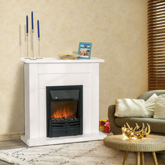 HOMCOM 40" Electric Firplace Suites & Mantelpiece in White, image 7