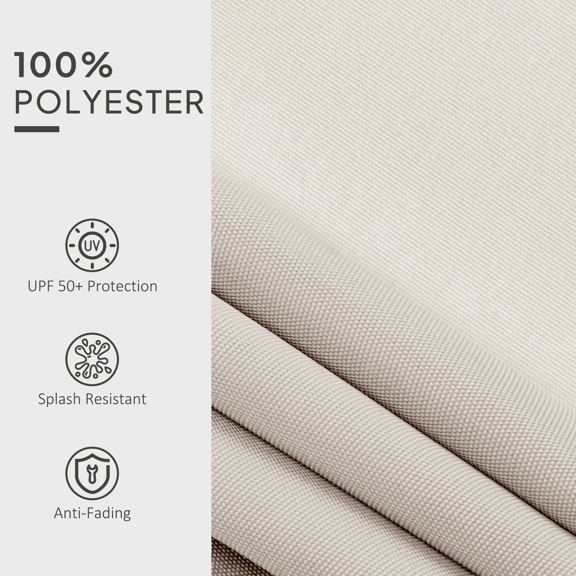 Outsunny Awning Replacement Canopy, Water Resistant UPF 50+ Sun Shade Cover for 3 x 2.5 m Garden Awning (Fabric Only), Cream White