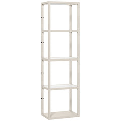 HOMCOM LED Floor Lamp with Glass Shelves, 4 Layers Dimmable Tall Standing Lamp, Modern Column Shelf Floor Light for Living Room, Bedroom, Office, Oak