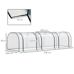 Outsunny Mini Greenhouse, Small Polytunnel Green House with Zipped Doors, Steel Frame for Garden Patio, 300 x 100 x 80cm